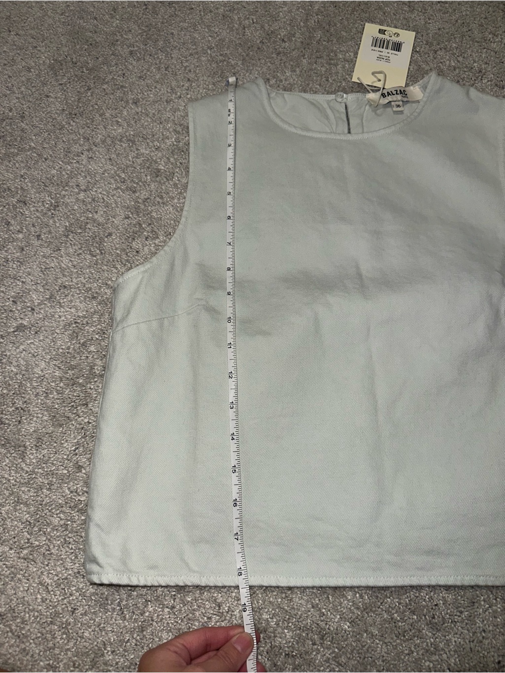 Balzac Paris Top Roda Sky Blue - Classic Sleeveless Cotton Crop- New- Size Small — image 6 of 8